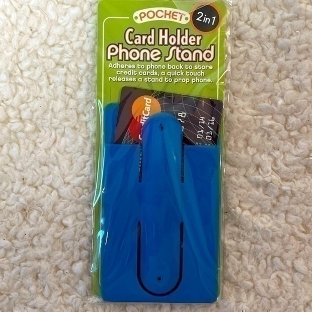 Touch & Stand Blue 2-in-1 Card Holder Phone Stand